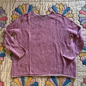 Eileen Fisher Organic Cotton Linen Slub Sweater Heathered Pink Size S/P